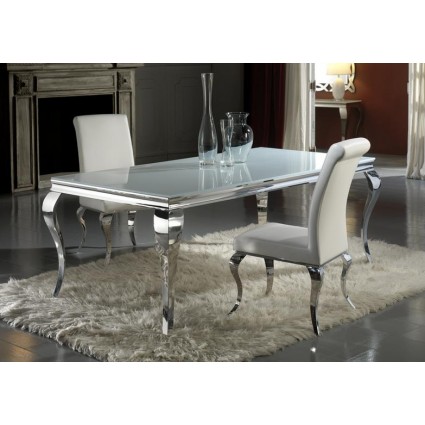 Mesa de comedor acero y cristal de Schuller - BARROQUE