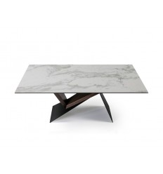 Mesa de comedor metal y madera tapa mármol - NOA