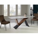 Mesa de comedor metal y madera tapa mármol - NOA